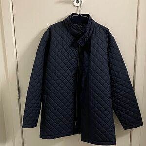 Like new! Brooks Brothers Navy Quilted Jacket w/ plaid lining